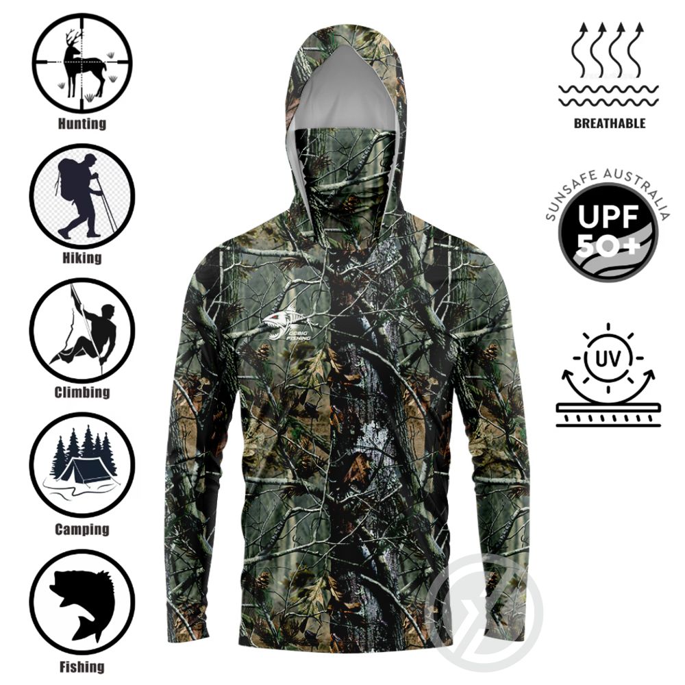 Tee Graphic Print - Рыболовная рубашка с капюшоном UPF50+ со