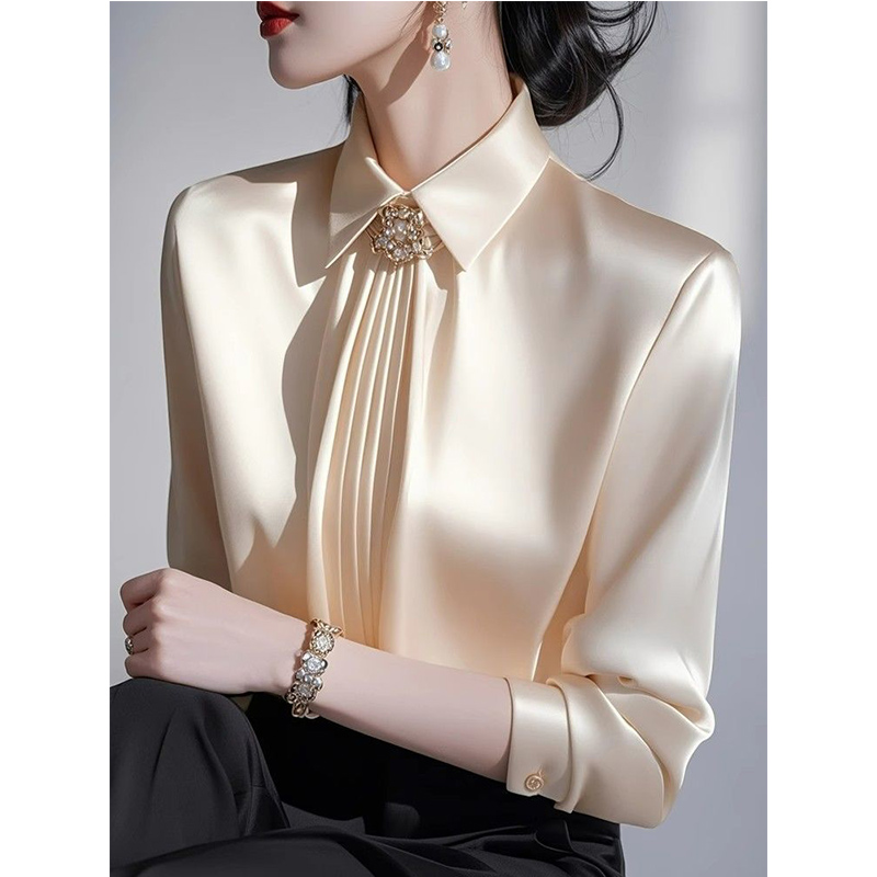 Shirt Camp Collar - Новинка весны 2024, темпераментная атласная блузка,